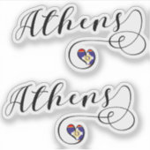 Athens Flag Heart, Griekenland Sticker (Voorkant)