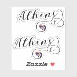 Athens Flag Heart, Griekenland Sticker