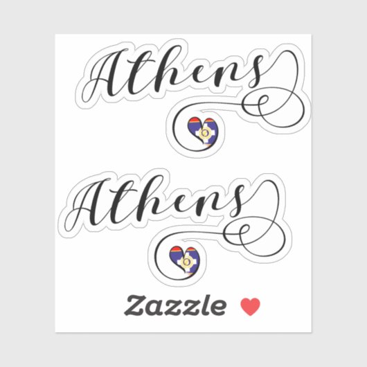 Athens Flag Heart, Griekenland Sticker (Vel)