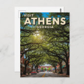 Athens Georgia Reizen Briefkaart (Voorkant / Achterkant)