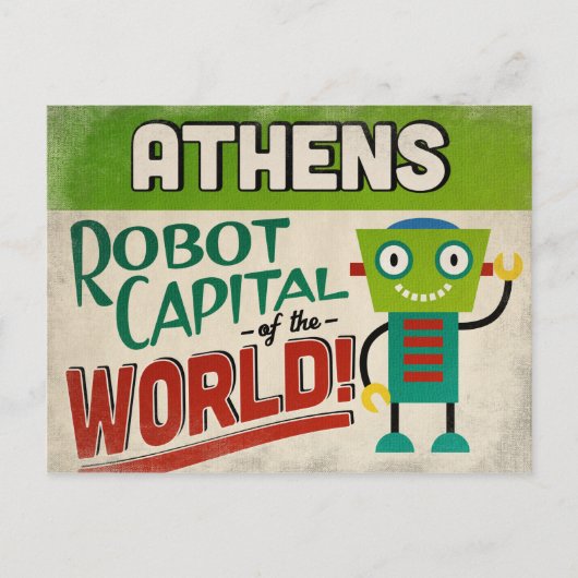 Athens Georgia Robot - Funny Briefkaart (Voorkant)
