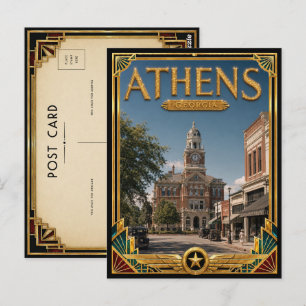 Athens Georgia Vintage Art Deco Gouden Tijdperk Briefkaart