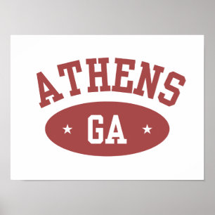 Athens, Georgia Vintage Sportieve Stijl Slaapzaal Poster