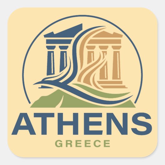 Athens Greece Acropolis Parthenon Vierkante Sticker (Voorkant)