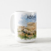 Athens Greece Acropolis Parthenon Watercolor Koffiemok (Voorkant links)