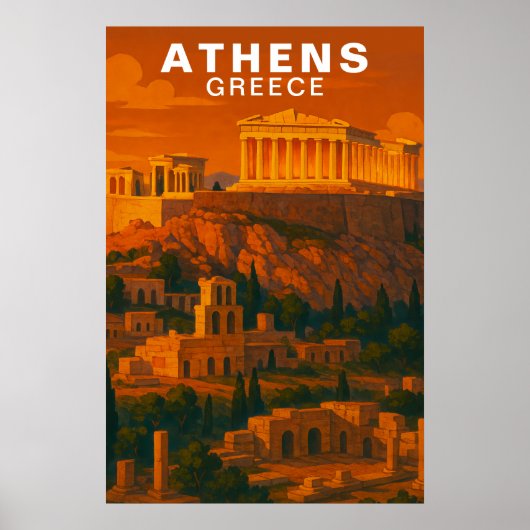 Athens, Greece Ancient Classic Ruins Poster (Voorkant)