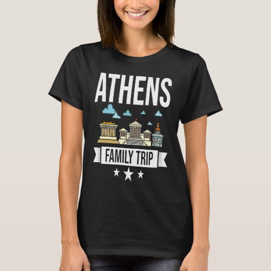 Athens Greece City Trip Skyline Map Travel T-shirt (Voorkant)