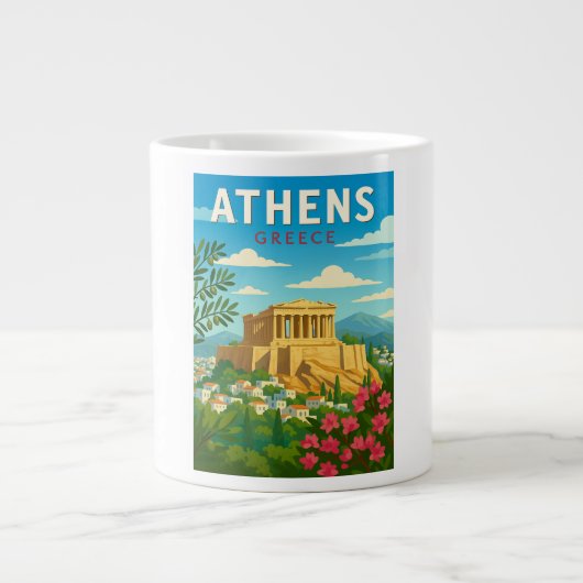 Athens Greece Vintage Travel Mug | Parthenon  Grote Koffiekop (Voorkant)