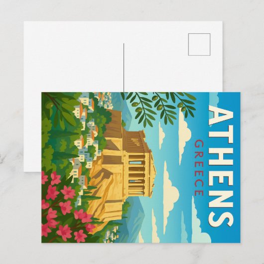 Athens Greece Vintage Travel | Parthenon Acropolis Briefkaart (Voorkant / Achterkant)