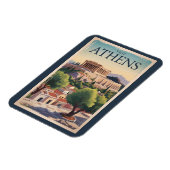 Athens Griekenland Illustratie Reizen Art Vintage Magneet (Linkerzijde)