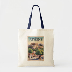 Athens Griekenland Illustratie Reizen Art Vintage Tote Bag