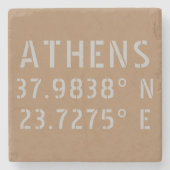 Athens Griekenland Latitude Longitude Stenen Onderzetter (Voorkant)