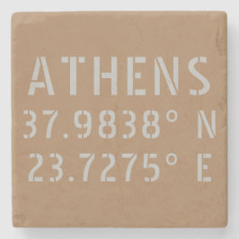 Athens Griekenland Latitude Longitude Stenen Onderzetter