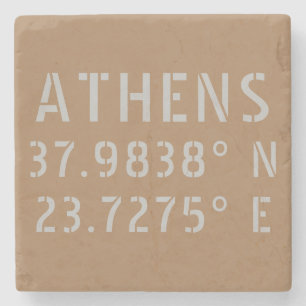 Athens Griekenland Latitude Longitude Stenen Onderzetter
