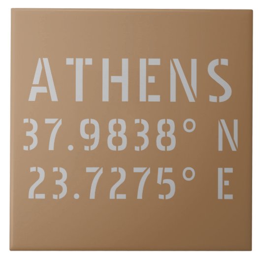 Athens Griekenland Latitude Longitude Tegeltje (Voorkant)
