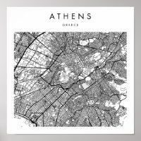 Athens Griekenland Minimal Modern Street Map