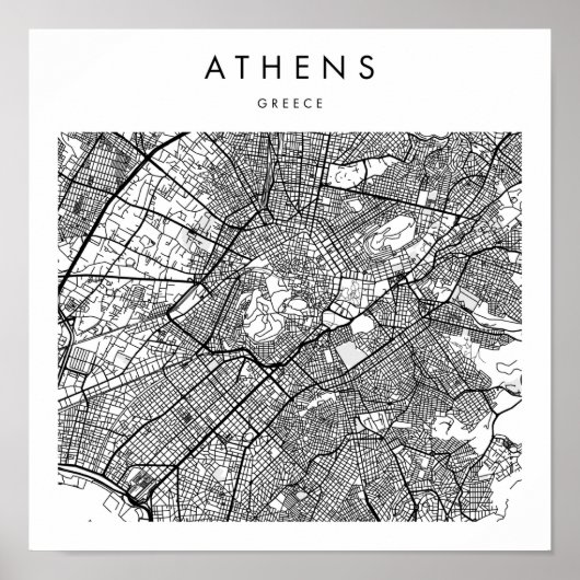 Athens Griekenland Minimal Modern Street Map Poster (Voorkant)