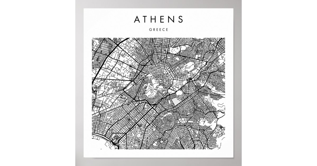 Athens Griekenland Minimal Modern Street Map Poster | Zazzle.nl