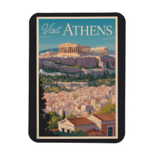 Athens Griekenland Parthenon Travel Art Vintage Magneet