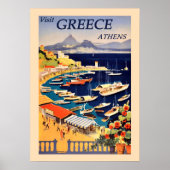 Athens Griekenland Port Harbour Zeilboot Reizen Poster (Voorkant)