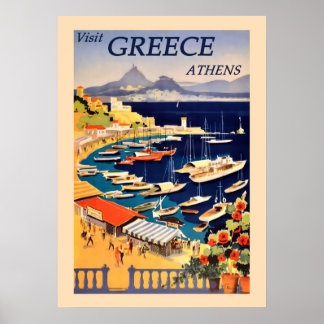 Athens Griekenland Port Harbour Zeilboot Reizen Poster