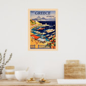 Athens Griekenland Port Harbour Zeilboot Reizen Poster (Keuken)