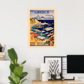 Athens Griekenland Port Harbour Zeilboot Reizen Poster (Thuiskantoor)