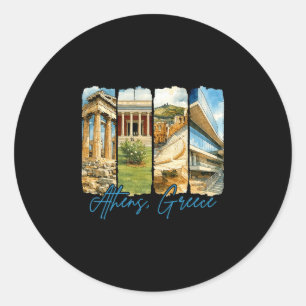 Athens Griekenland Reizen Trip Borstelstreek Souve Ronde Sticker