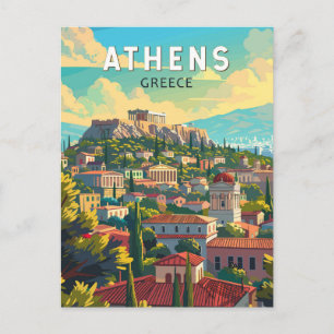 Athens Griekenland Travel Art Vintage Briefkaart