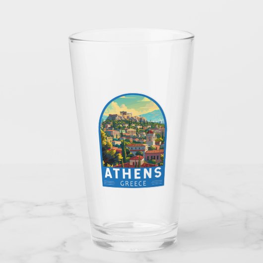 Athens Griekenland Travel Art Vintage Glas (Voorkant)