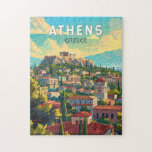 Athens Griekenland Travel Art Vintage Legpuzzel<br><div class="desc">Athene retro vector reisontwerp. De stad wordt nog steeds gedomineerd door monumenten uit de 5e eeuw v.Chr.,  waaronder de Akropolis,  een citadel op een heuvel met oude gebouwen zoals de gekoloniseerde Parthenon tempel.</div>