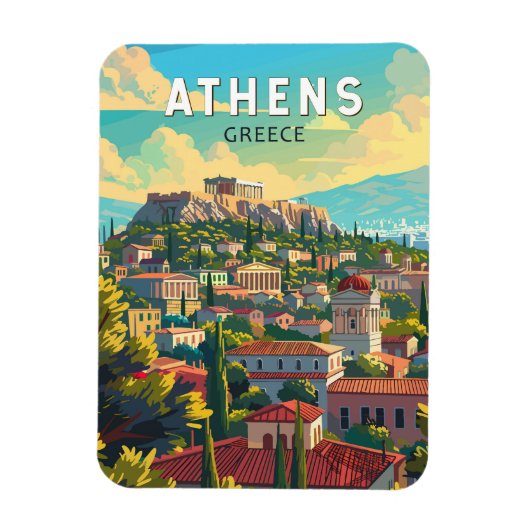 Athens Griekenland Travel Art Vintage Magneet (Verticaal)