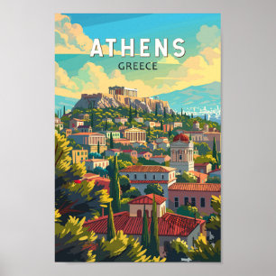 Athens Griekenland Travel Art Vintage Poster