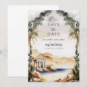 Athens Grieks Save The Date Uitnodiging (Voorkant / Achterkant)