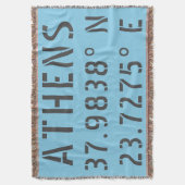 Athens Latitude Longitude Deken (Voorkant Verticaal)