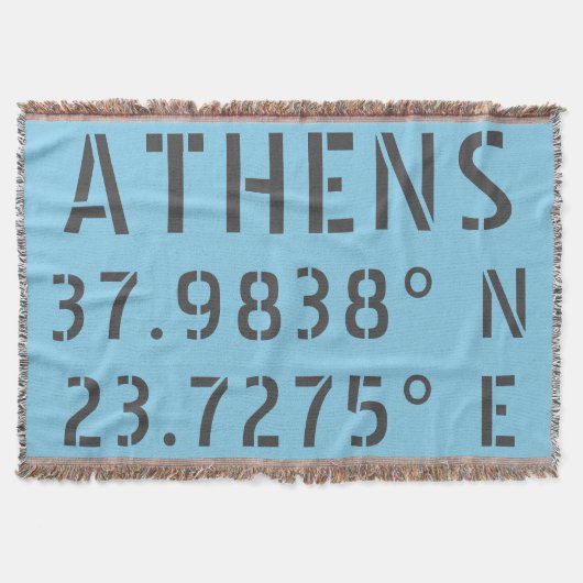 Athens Latitude Longitude Deken (Voorkant)
