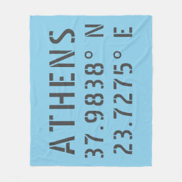 Athens Latitude Longitude Fleece Deken