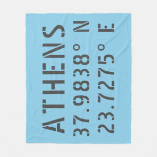 Athens Latitude Longitude Fleece Deken