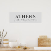Athens Latitude Longitude Poster (Keuken)