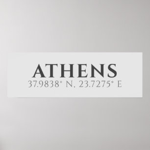 Athens Latitude Longitude Poster