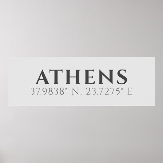 Athens Latitude Longitude Poster (Voorkant)