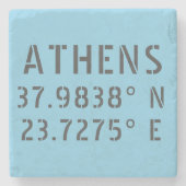 Athens Latitude Longitude Stenen Onderzetter (Voorkant)