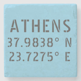 Athens Latitude Longitude Stenen Onderzetter