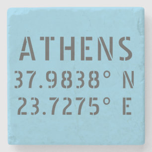 Athens Latitude Longitude Stenen Onderzetter
