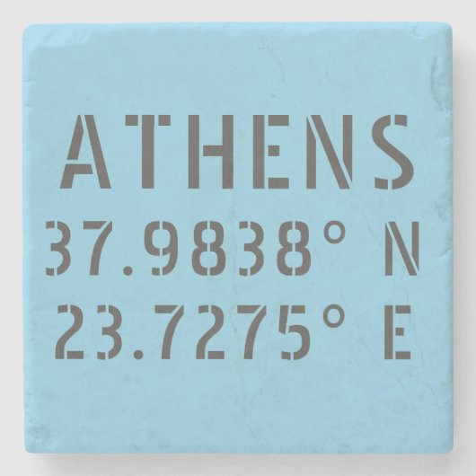 Athens Latitude Longitude Stenen Onderzetter (Voorkant)