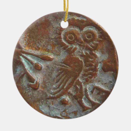 Athens Owl Keramisch Ornament (Voorkant)