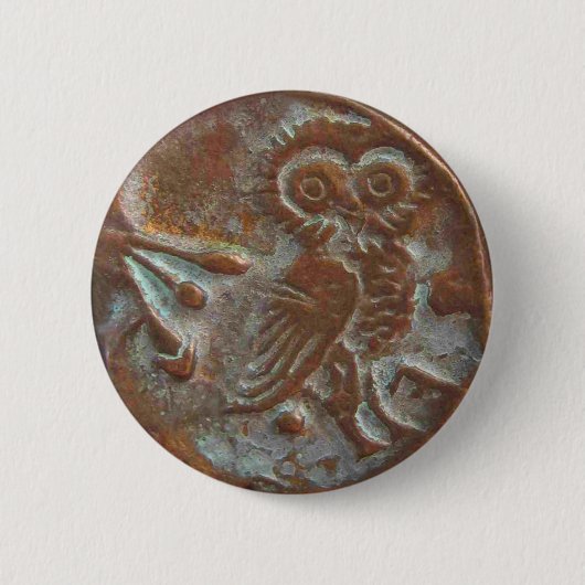 Athens Owl Ronde Button 5,7 Cm (Voorkant)