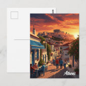 Athens Plaka Griekenland Reizen Briefkaart (Voorkant / Achterkant)