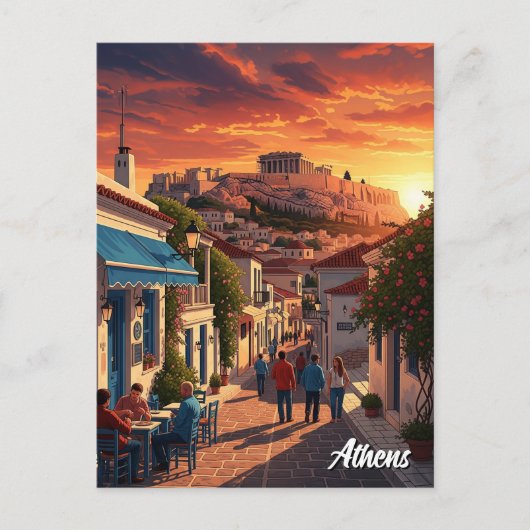 Athens Plaka Griekenland Reizen Briefkaart (Voorkant)