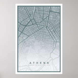 Athens Plattegrond Afdruk 8 KLEUREN BESCHIKBAAR At Poster